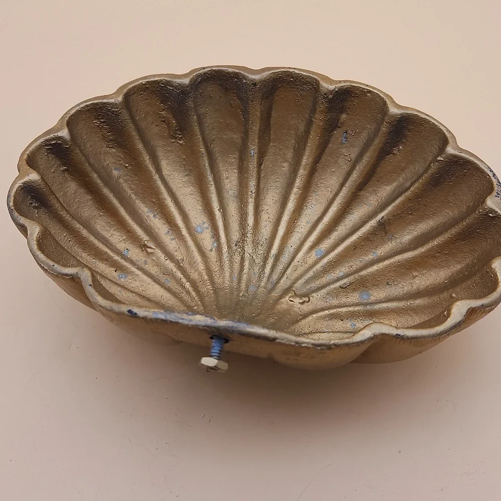 Vintage Seashell Golden Metal Wall Art Shelf Piece 8.5